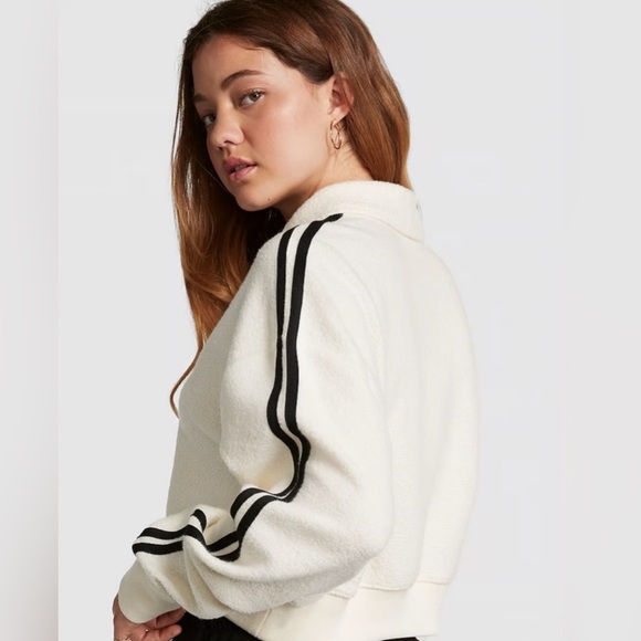 Victorias Secret REVERSE FLEECE CROPPED POLO SWEATSHIRT Size L New with Tag - Picture 2 of 6